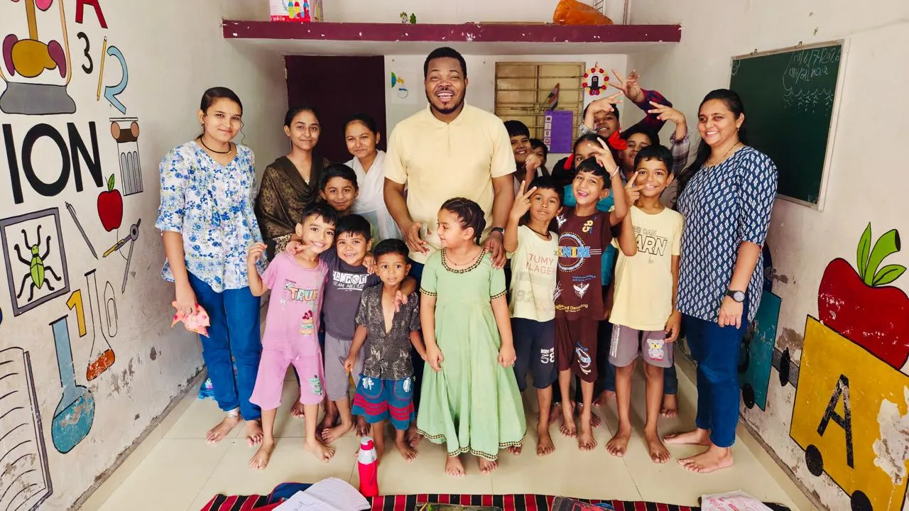Special Time With Swamp Children Undergoing Home Teaching At Vadodara Gujarat,india